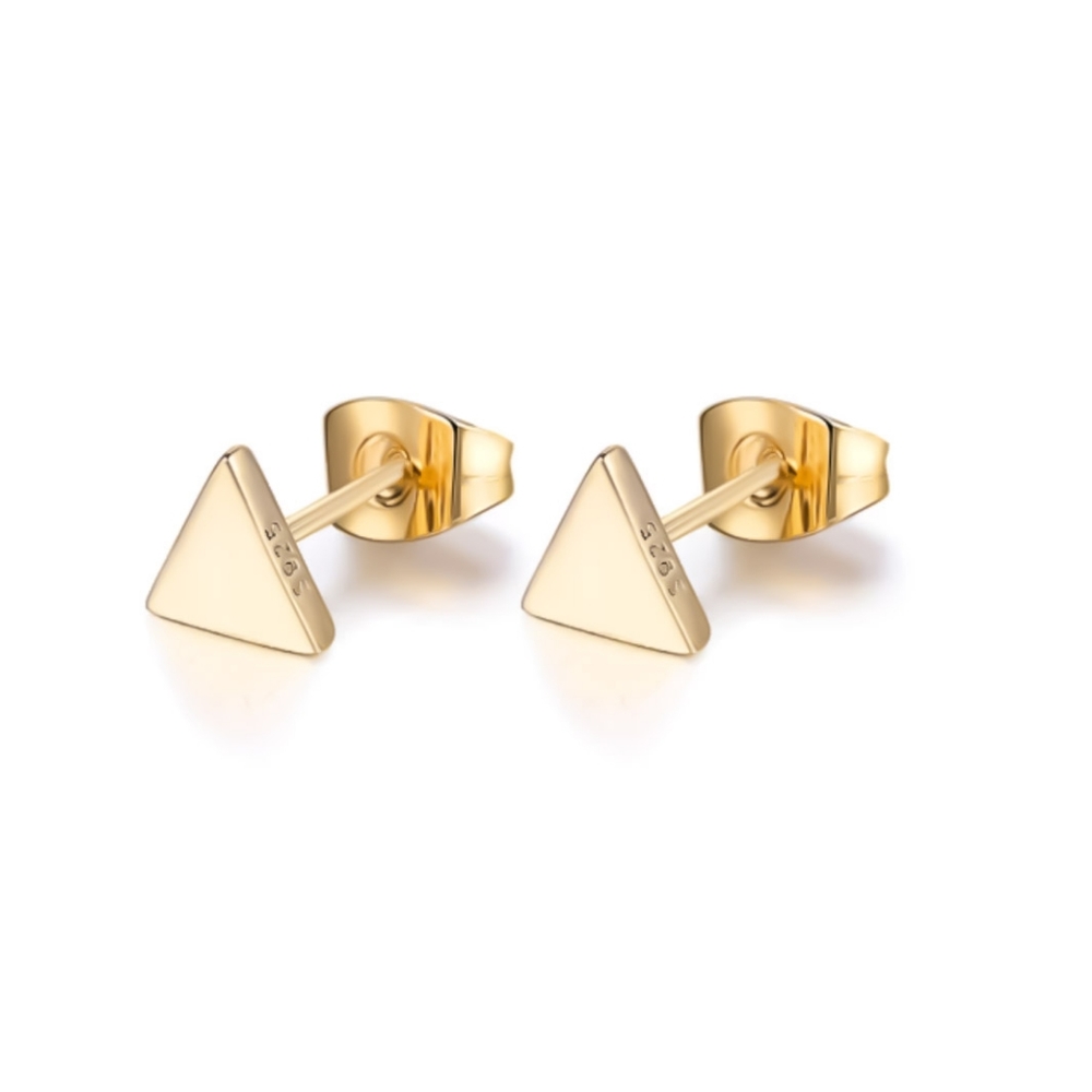 14k Gold Pyramid Stud Earrings - Picture 13 of 16